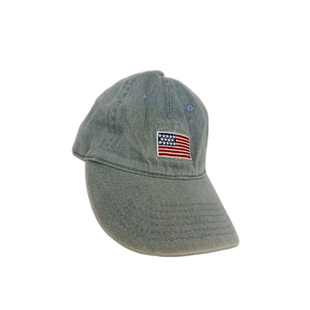 CHOKO.LIDS Blue Denim Jean Embroidered American Flag USA 100% cotton Baseball